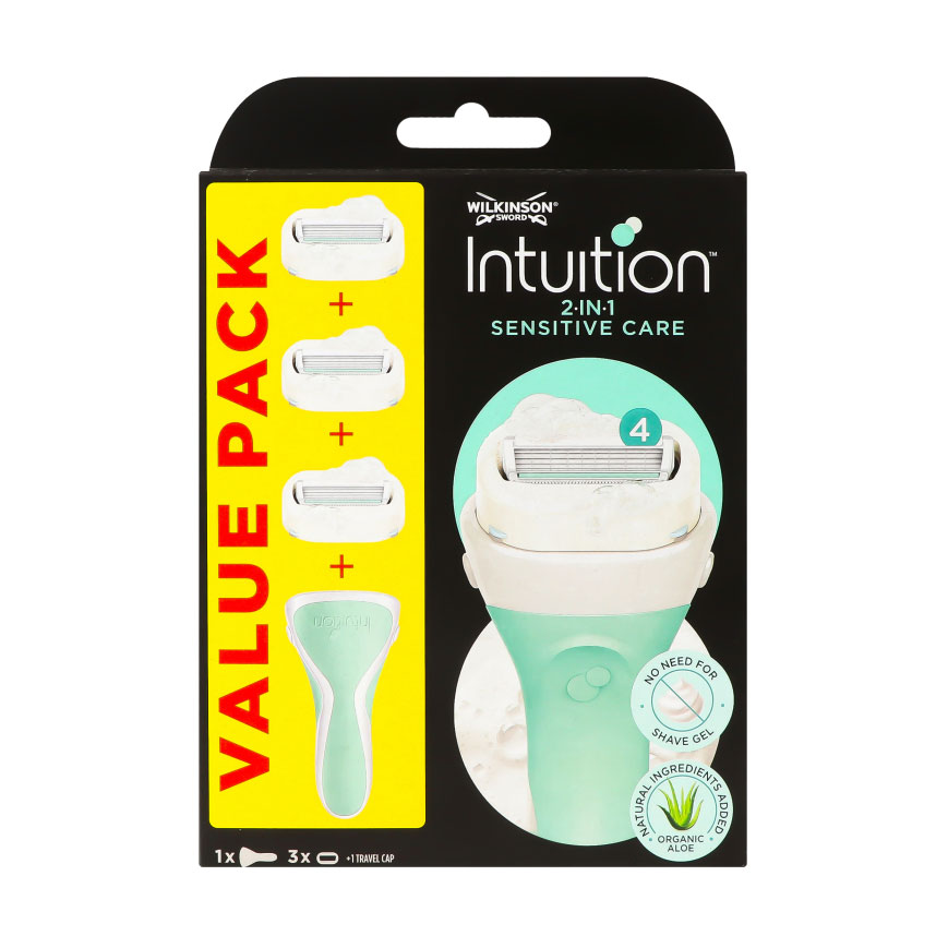 Бритва Wilkinson Sword Intuition Sensitive Care з 3 змінними картриджами, жіноча